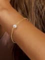 thumb 925 Sterling Silver Imitation Pearl Geometric Minimalist Link Bracelet 1