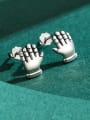 thumb 925 Sterling Silver Hand Of Gold Vintage Stud Earring 1