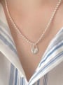 thumb 925 Sterling Silver Heart Vintage Beaded Necklace 1