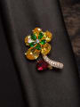 thumb Copper Cubic Zirconia Multi Color Flower Luxury Brooch 1