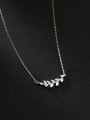thumb 925 Sterling Silver Cubic Zirconia Leaf Minimalist Necklace 3