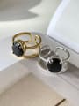 thumb 925 Sterling Silver Obsidian Geometric Vintage Stackable Ring 0