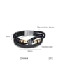 thumb Stainless steel Artificial Leather Weave Hip Hop Strand Bracelet 3