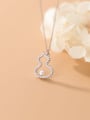 thumb 925 Sterling Silver Rhinestone hollow gourd Pendant Necklace 1