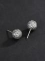 thumb 925 Sterling Silver Cubic Zirconia Round Ball Minimalist Stud Earring 3