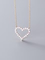 thumb 925 Sterling Silver  Fashion Diamond Hollow Heart Shape Necklace 3