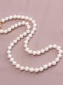 thumb Brass Freshwater Pearl Round Minimalist Long Strand Necklace 1