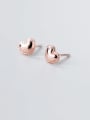 thumb 925 Sterling Silver Smooth Heart Minimalist Stud Earring 2