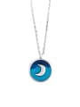 thumb 925 Sterling Silver Enamel Round Minimalist Necklace 0