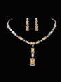thumb Brass Cubic Zirconia  Luxury Geometric Earring and Necklace Set 0