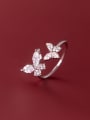 thumb 925 Sterling Silver Cubic Zirconia Butterfly Cute Band Ring 0