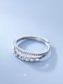 thumb 925 Sterling Silver Rhinestone Hollow Irregular Dainty Stackable Ring 3
