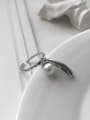thumb 925 Sterling Silver Imitation Pearl Feather Vintage Free Size Midi Ring 0