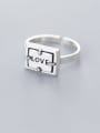 thumb 925 Sterling Silver Letter Vintage square Free Size  Ring 0