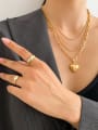 thumb Brass Hip Hop Heart  Ring and Necklace Set 0