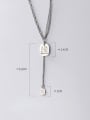thumb 925 Sterling Silver Vintage  Personality asymmetry multi-layer lettering square card  Necklace 2