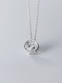 thumb 925 Sterling Silver Cubic Zirconia Simple hollow round pendant  Necklace 3