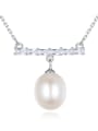 thumb 925 Sterling Silver Freshwater Pearl Geometric Dainty Necklace 0