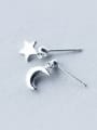 thumb 925 Sterling Silver Star Moon Minimalist Stud Earring 1