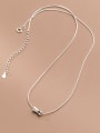 thumb 925 Sterling Silver Snake Minimalist Snake Bone Chain Necklace 0