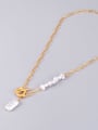 thumb Titanium Steel synthetic Pearl Flower Ethnic Lariat Necklace 4