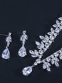 thumb Brass Cubic Zirconia Luxury Water Drop  Earring and Necklace Set 2