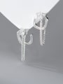 thumb 925 Sterling Silver Cubic Zirconia Geometric Tessel Minimalist Drop Earring 2