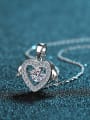 thumb Sterling Silver Moissanite Wing Dainty heart Pendant Necklace 1