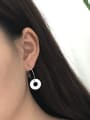 thumb 925 Sterling Silver Shell White Geometric Minimalist Hook Earring 1