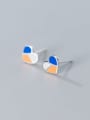 thumb 925 Sterling Silver Multi Color Enamel Heart Minimalist Stud Earring 0