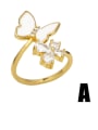 thumb Brass Cubic Zirconia Geometric Butterfly Trend Band Ring 2