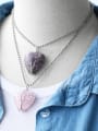 thumb Brass Natural Stone Heart Vintage Necklace 2