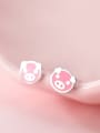 thumb 925 Sterling Silver Pink Enamel  Cute  Pig head Stud Earring 1