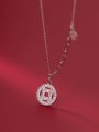 thumb 925 Sterling Silver Cubic Zirconia Coin Ethnic Necklace 1