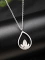 thumb 925 Sterling Silver Flower Minimalist Lotus Pendant Necklace 1