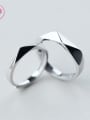 thumb 925 Sterling Silver Smooth Geometric Minimalist Couple Ring 0