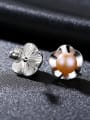thumb 925 Sterling Silver Imitation Pearl Multi Color Flower Classic Stud Earring 2