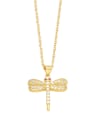 thumb Brass Cubic Zirconia Dragonfly Vintage Necklace 2