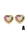 thumb Brass Cubic Zirconia Rainbow Cute Heart Stud Earring 2