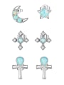 thumb 925 Sterling Silver Opal Cross Vintage Stud Earring 0