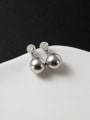 thumb 925 Sterling Silver Imitation Pearl Round Bead Minimalist Stud Earring 2