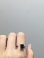 thumb 925 Sterling Silver Cubic Zirconia Black Square Vintage Solitaire Ring 0