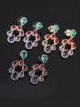 thumb Brass Cubic Zirconia Multi Color Water Drop Luxury Chandelier Earring 0