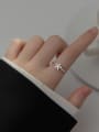 thumb 925 Sterling Silver Cubic Zirconia Flower Minimalist Band Ring 1