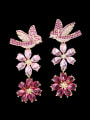 thumb Brass Cubic Zirconia Flower Statement Cluster Earring 0