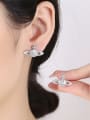 thumb 925 Sterling Silver Cubic Zirconia Planet Vintage Stud Earring 1