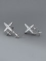 thumb 925 Sterling Silver Cubic Zirconia Cross Dainty Stud Earring 1