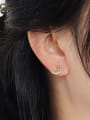 thumb Brass Cubic Zirconia Moon Minimalist Stud Earring 1