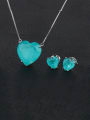 thumb Copper  Vintage Heart Glass Stone Earring and Necklace Set 2