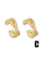 thumb Brass Cubic Zirconia Geometric Vintage Stud Earring 3